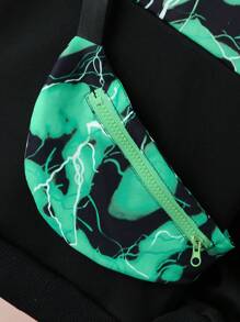 SHEIN 男大童紮染連帽衫和運動褲 - 綠色 - 查看 3