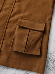 Tween Boy Flap Pocket Hooded Coat & Bag - Brown - View 4