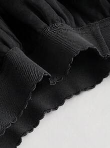 SHEIN MOD High Low Hem Contrast Lace Mesh Overlay Skirt - Black - View 5