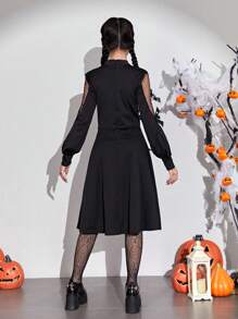 Teen Girl Cut Out Cold Shoulder Dress Without Belt - Black - View 2