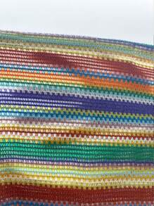 SHEIN SXY Sọc nhiều màu In Ống Áo và Váy Phụ nữ Bộ hai món  - Nhiều màu - Xem 6