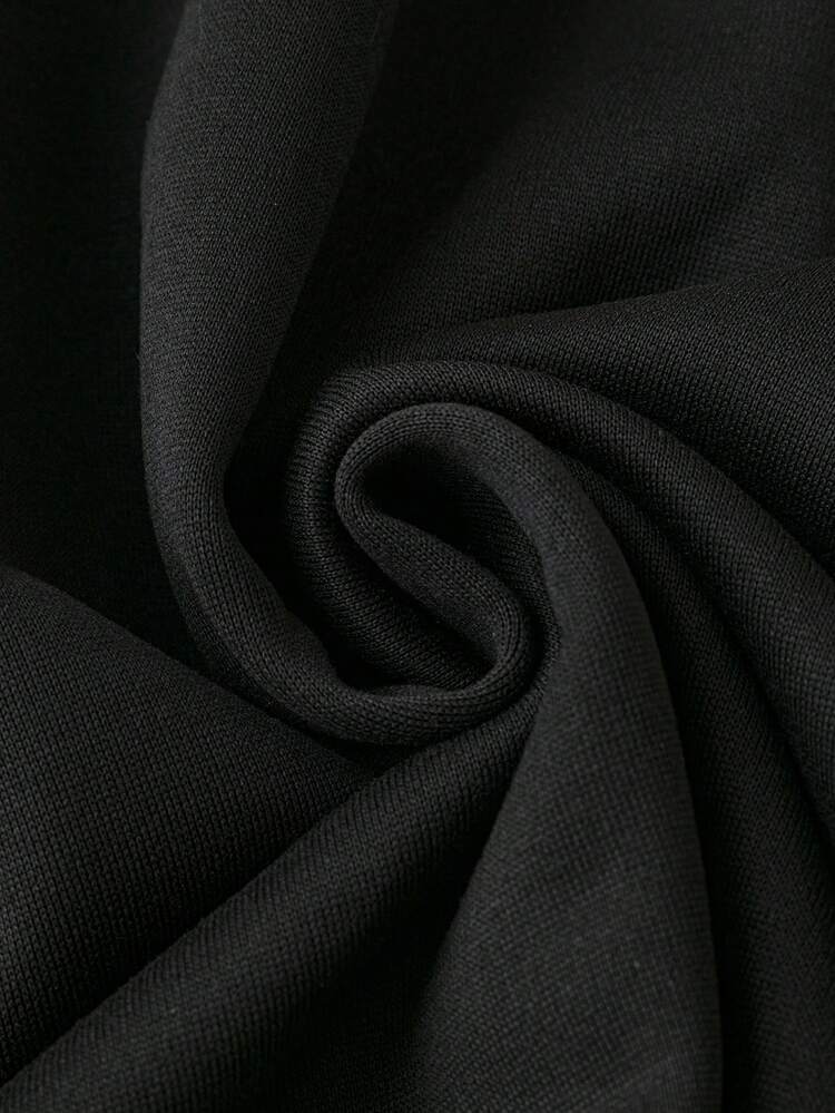 SHEIN Unity Talla grande Vestido con capucha unicolor - Negro - Ver 4