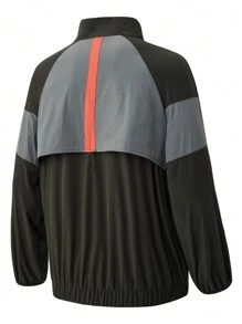 Gym Rark Men Colorblock Zip Up Raglan Sleeve Sports Jacket Workout Tops Sports Jacket - Multicolor - View 2