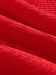 SHEIN MOD Vestido camisero de volantes rojo con vuelo de sirena fruncido para noche de cita - Rojo - Ver 4