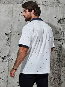 Manfinity Homme Nam Plus In Địa lý Viền tương phản Áo polo - trắng - Xem 2