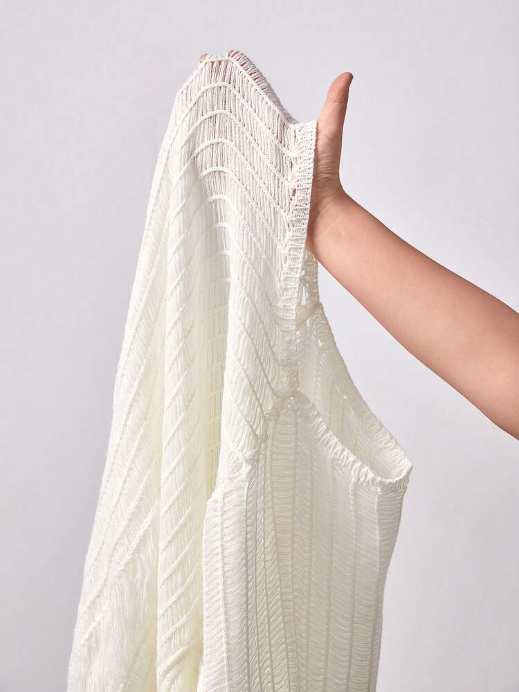 Plus Drop Shoulder Ripped Sweater Without Cami Top