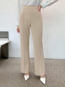 DAZY Seam Detail Flare Leg Pants - Apricot - View 4