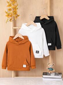 SHEIN Explorewe 男童三件套字母贴袋鼠口袋卫衣 - 彩色 - 查看 1