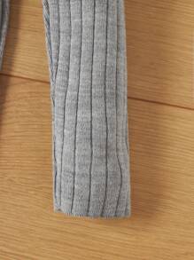 RueChic Tween Girl Scoop Neck Ribbed Knit Sweater Dress - Grey - View 5