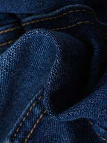 SHEIN Tween Boy Flap Pocket Side Cargo Jeans - Medium Wash - View 7