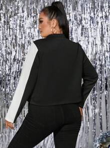 Celure Hơn Hai âm Dây kéo Áo khoác - Đen và trắng - Xem 2