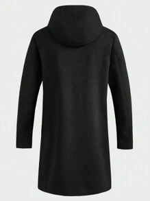 Manfinity VCAY 男士双口袋前扣大衣，秋冬款 - 黑色 - 查看 2