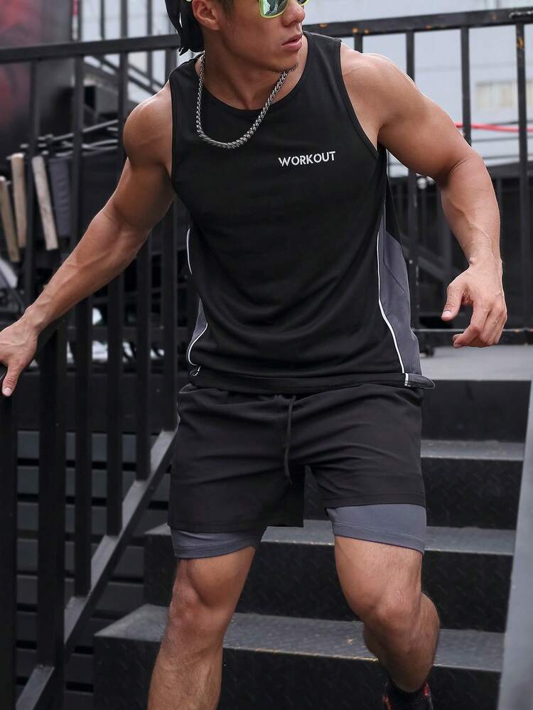 Men Letter Graphic Sports Tank Top Workout Tops