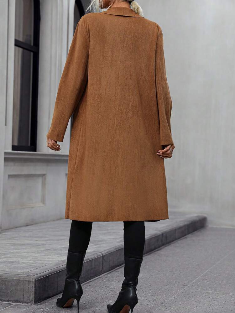 Dual Pocket Open Front Coat Fall Cloth For Women