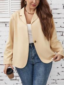 SHEIN LUNE 大碼西裝 - 卡其色 - 查看 5