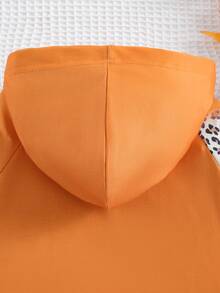 SHEIN 女童豹纹卡通图案插肩袖卫衣 - 咖啡棕 - 查看 5