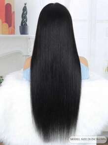 Ren trong suốt phía trước thẳng 13 * 4 Tóc giả bằng ren phía trước với tóc em bé được nhổ trước chưa qua chế biến Tóc giả màu đen tự nhiên Tóc người giá rẻ cho phụ nữ - SNatural - Xem 7