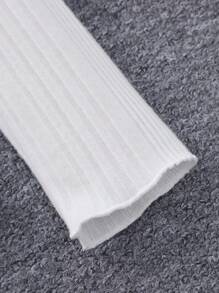 Tween Girl Turtleneck Tee & Plaid Print Shorts - White - View 6