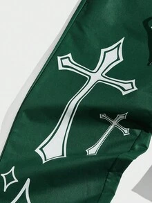 Street Life 男士十字紋印花束口褲 - 彩色 - 查看 5