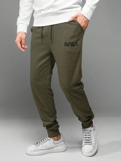 RueChic Männer Jogginghose mit Buchstaben Grafik, Tunnelzug,