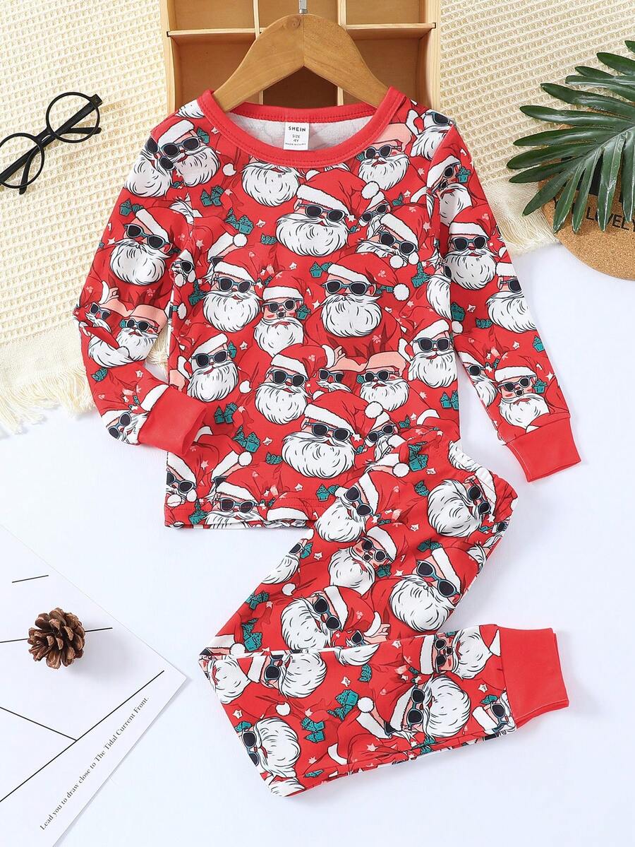 Tween Boy Snug Fit S Christmas Print Tee & Pants Pajama Set - Multicolor - View 1