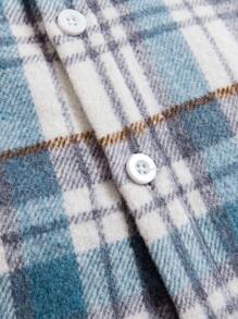 Young Boy Plaid & Letter Graphic Patched Detail Shirt - Blue and White - View 7