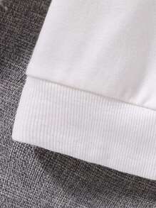 SHEIN Young Girl Embroidery Bee & Letter Pattern Drop Shoulder Sweatshirt - White - View 3