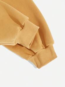 SHEIN EZwear Hơn In mặt trời Thả vai Áo nỉ - Màu vàng - Xem 5