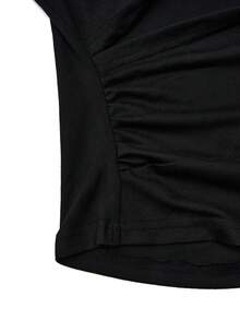 Flirla Plus Solid Wrap Hooded Tee - Black - View 4