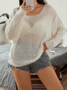 Flirla 大碼套頭毛衣 - 白色 - 查看 1