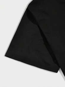 Manfinity Homme Men Plus Letter Graphic Contrast Trim Tee & Drawstring Waist Shorts - Multicolor - View 3