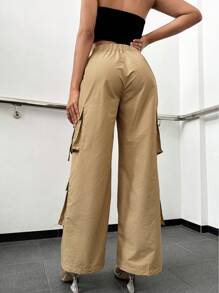 Pantalones cargo con bolsillo lateral con solapa - Caqui - Ver 2