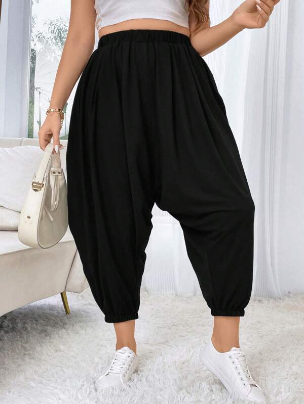 Flirla Plus Solid Drop Crotch Pants
