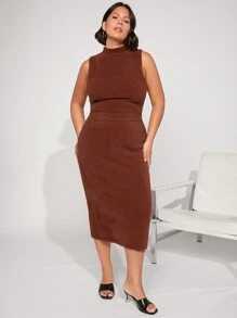 SHEIN BASICS Plus High Waist Knit Skirt