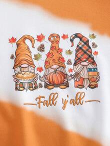 SHEIN 女童豹纹卡通图案插肩袖卫衣 - 咖啡棕 - 查看 4