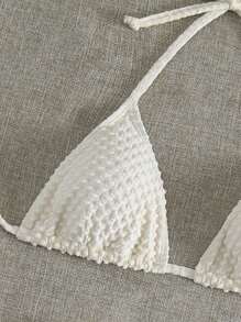 Swim Vcay 夏季沙灘三角比基尼套裝，配沙灘裙 - 杏色 - 查看 4