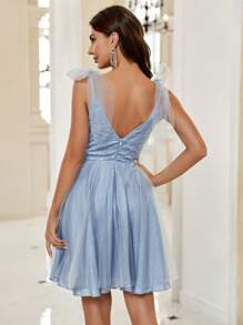 SHEIN Belle Vestido de malla de hombros con cordón