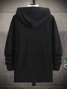 Manfinity Hypemode 男士鬆身實色連帽針織外套,無毛衣 - 黑色 - 查看 2