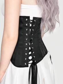 ROMWE Goth 1 Miếng NỮ Chất rắn Coa dây Thắt lưng nịt ngực - màu đen - Xem 4