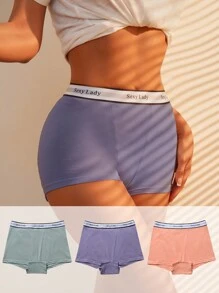 3入組腰部字母條帶平角褲