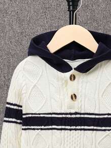 SHEIN Young Boy Striped Pattern Cable Knit Jumper - Multicolor - View 4
