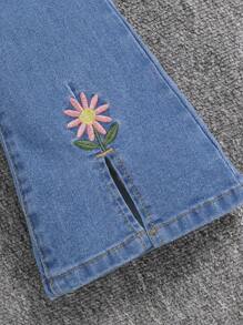 SHEIN 女童（小）牛仔褲 - 淺色水洗藍 - 查看 4