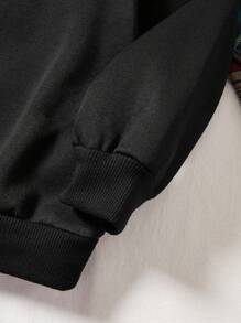 Girls 1pc Letter Graphic Thermal Lined Pullover - Black - View 3