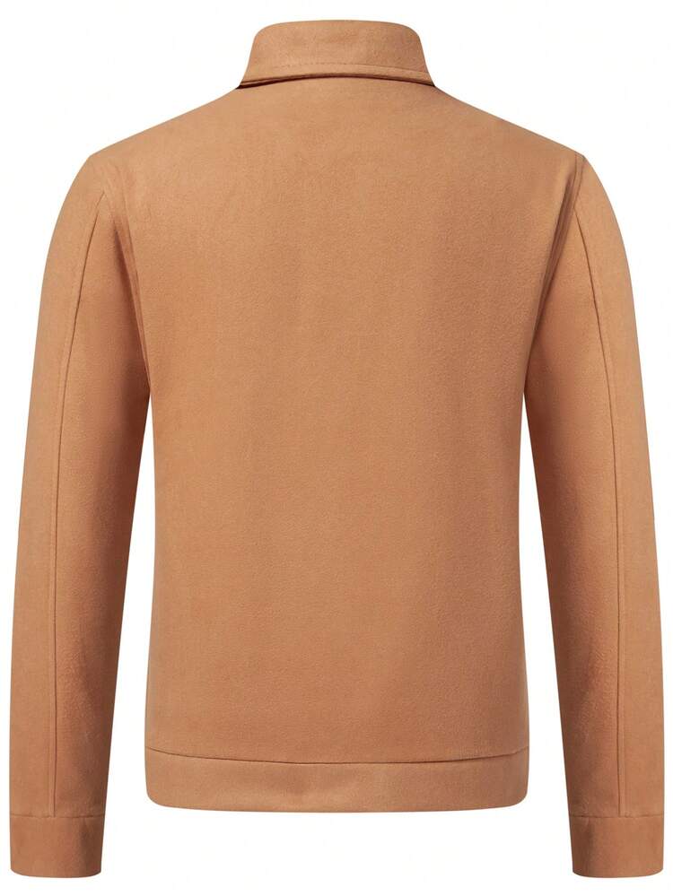 Men Dual Pocket Button Front Overcoat