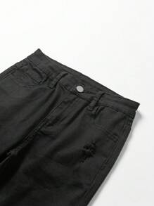 SHEIN Tween Girls Ripped Flare Leg Jeans - Black - View 3