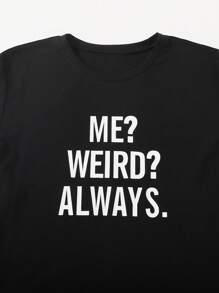 Flirla Plus Letter Graphic Tee Graphic Tees Women Tops - Black - View 4