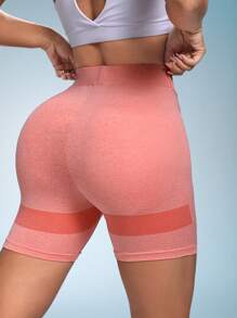 SHEIN Unity Contrast Panel Biker Shorts - Pink - View 1