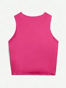 SHEIN EZwear Áo khoác và áo lót dành cho xe tăng nữ Xù màu trơn Giải trí - Màu Hồng Tươi - Xem 2