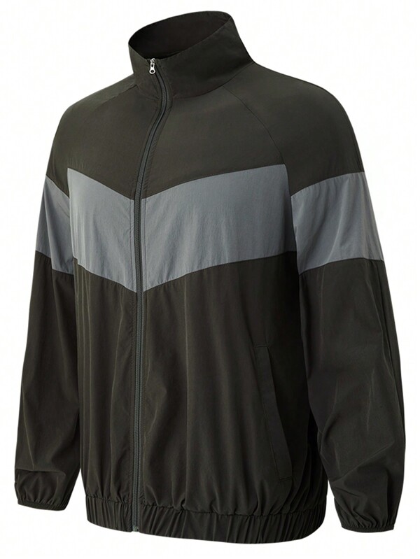 Gym Rark Men Colorblock Zip Up Raglan Sleeve Sports Jacket Workout Tops Sports Jacket