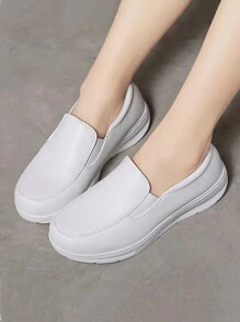 氣墊護士鞋帶白色坡跟高跟鞋,合適的適用於孕婦和媽媽們作為工作鞋 - 白色 - 查看 4